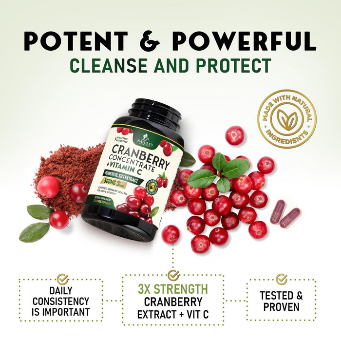 Cranberry Pills for Women – 500mg – 120 Capsules