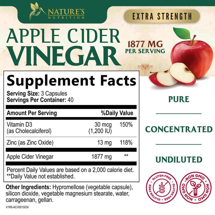 Apple Cider Vinegar Capsules 1877mg – 120 Capsules
