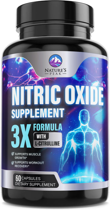 Nitric Oxide Formula with L-Arginine + Citrulline – 3000mg – 60 Capsules