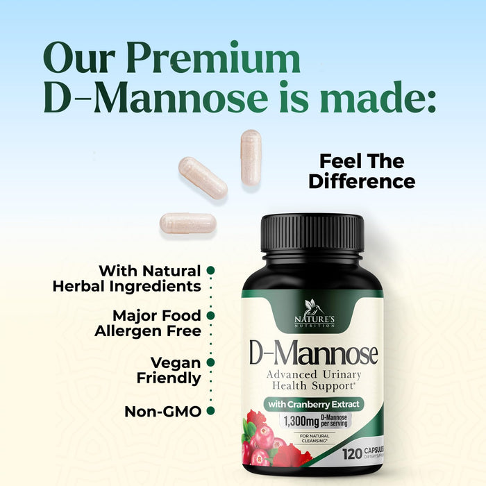 D-Mannose 1,350 mg with Cranberry & Hibiscus – 120 Capsules