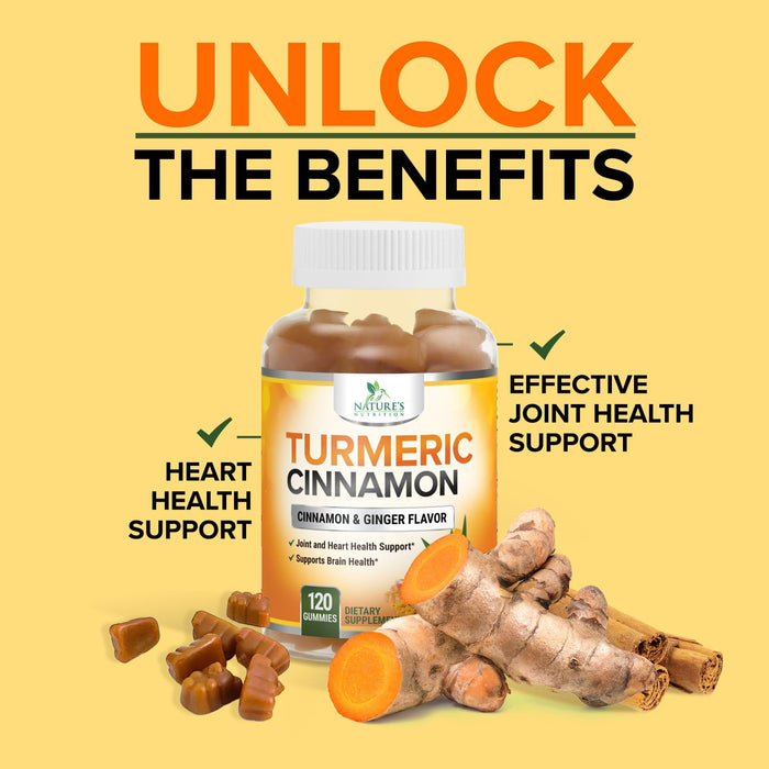 Turmeric Curcumin Gummies with Ginger & Cinnamon – 120 Gummies