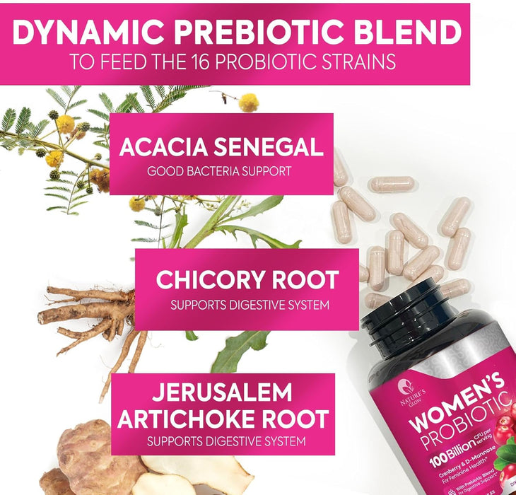 Probiotics For Women 50 Billion CFU - Women's Probiotic For Digestive Health 16 Unique Strains - Daily Vaginal PH Balance & Feminine Health Support, Womens Probiotic With Acidophilus - 60 Capsules