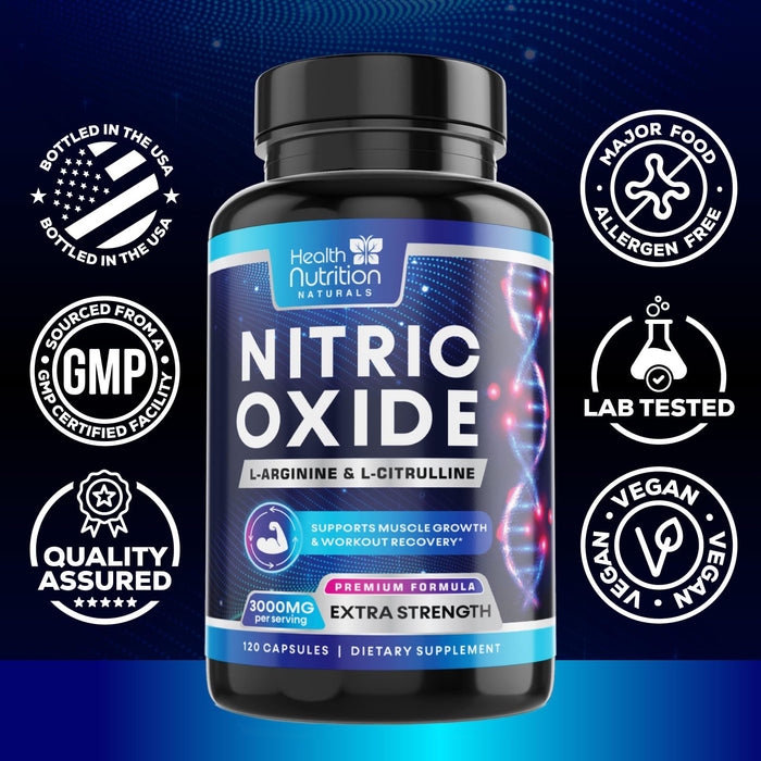 Nitric Oxide Formula with L-Arginine + Citrulline – 120 Capsules