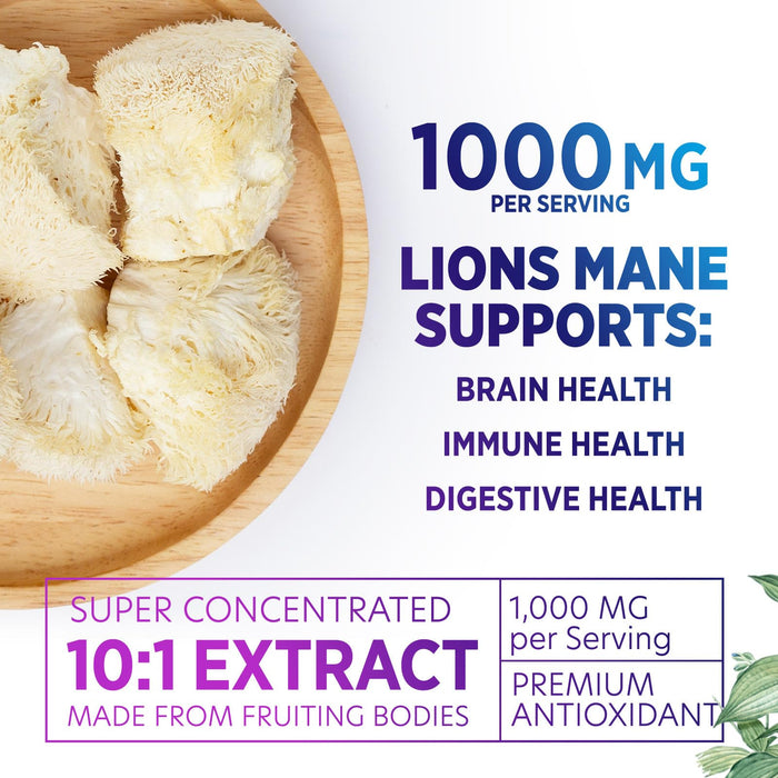 Lions Mane Mushroom Capsules 10,000mg – 120 Count