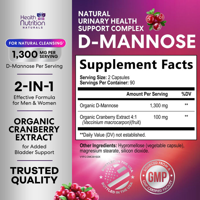 D-Mannose 1,000mg – 180 Capsules