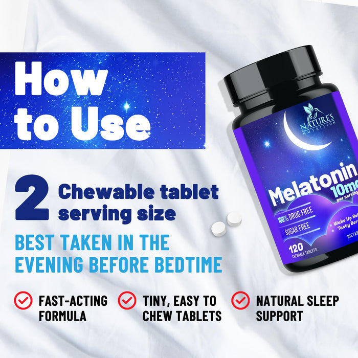 Fast Dissolve Melatonin 10mg – 120 Chewable Tablets