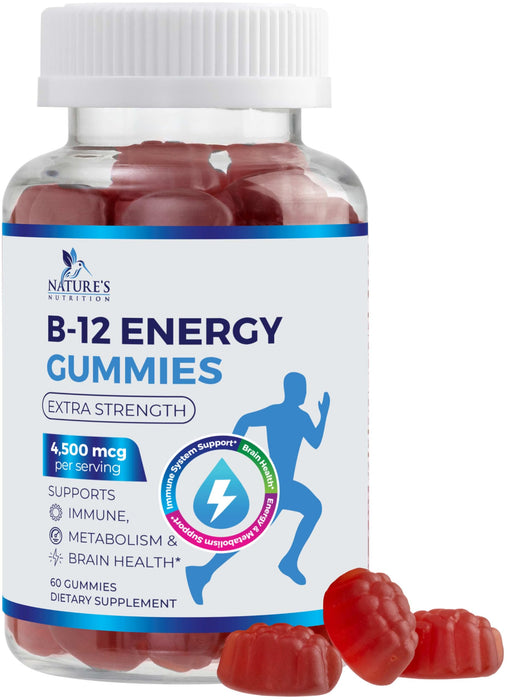 B-12 Vitamin Energy Gummies – 4500mcg – 60 Count