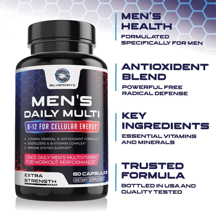 Multivitamin for Men - Vitamin A, C, D, E, Zinc, Calcium, Multivitamins for Immune Health Support, Vitamin B12, Men’s Daily Multivitamin Supplement Capsules, Non-GMO Mens Multi Vitamins - 60 Capsules