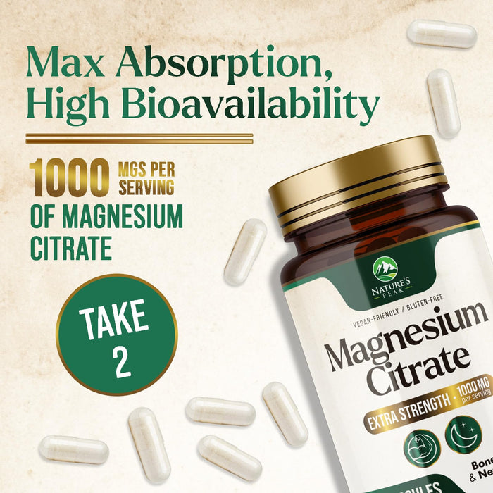Magnesium Citrate 1000mg – 180 Capsules