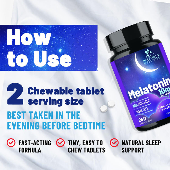 Fast Dissolve Melatonin 10mg - Berry Flavored - 240 Chewable Tablets