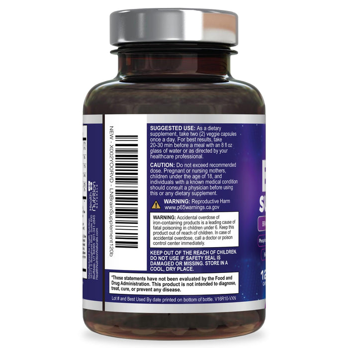 Brain & Focus Nootropic Formula – 120 Capsules