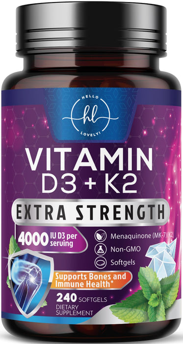 Vitamin D3 K2 – 5000 IU – 240 Softgels