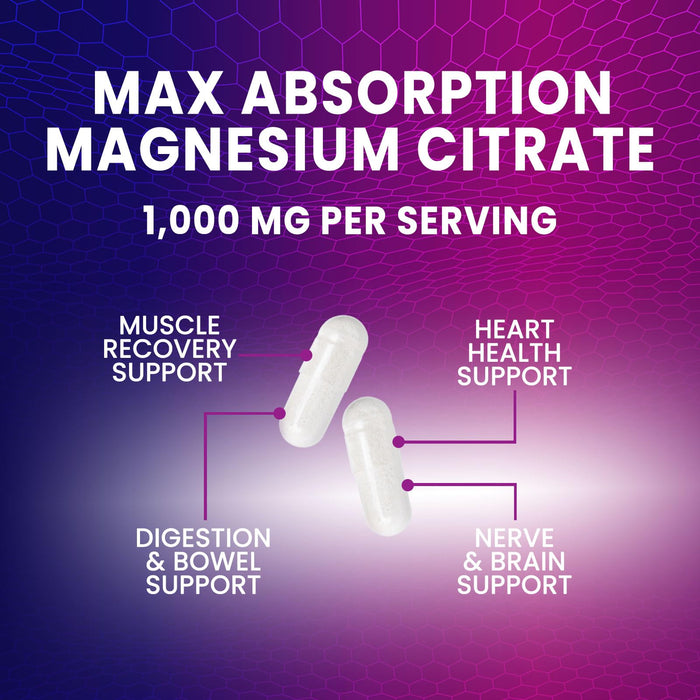 Magnesium Citrate 1000 mg for Absorption – 120 Capsules