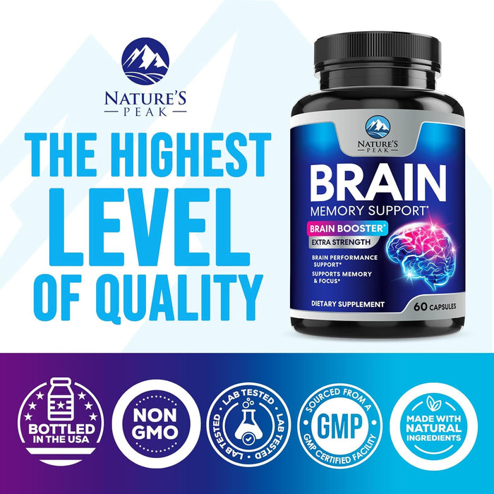 Brain Supplement for Memory and Focus, Nootropic Support for Concentration, Clarity, Energy, Brain Health with Bacopa, Cognitive Vitamins, Phosphatidylserine, DMAE, Nootropics & More