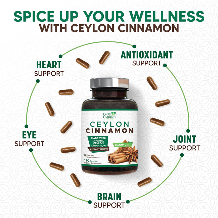 Ceylon Cinnamon Capsules 1800mg – 180 Capsules