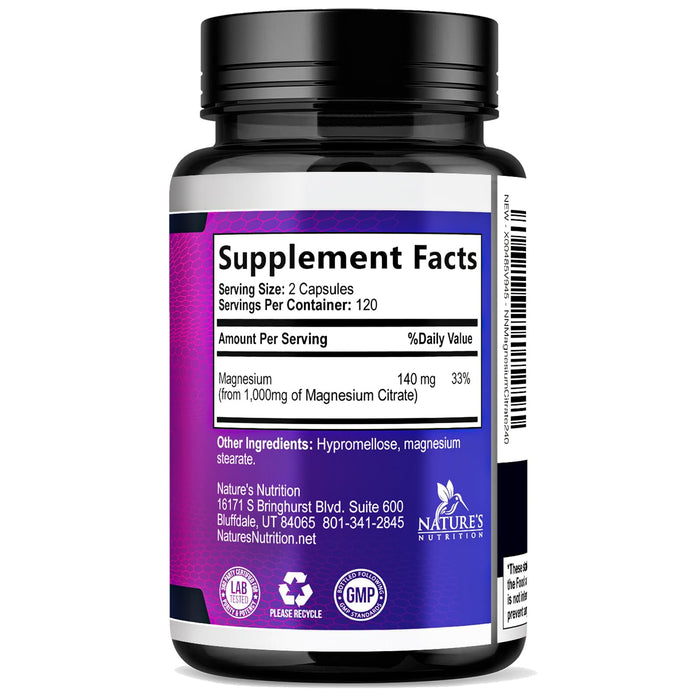Magnesium Citrate 1000 mg for Absorption – 240 Capsules