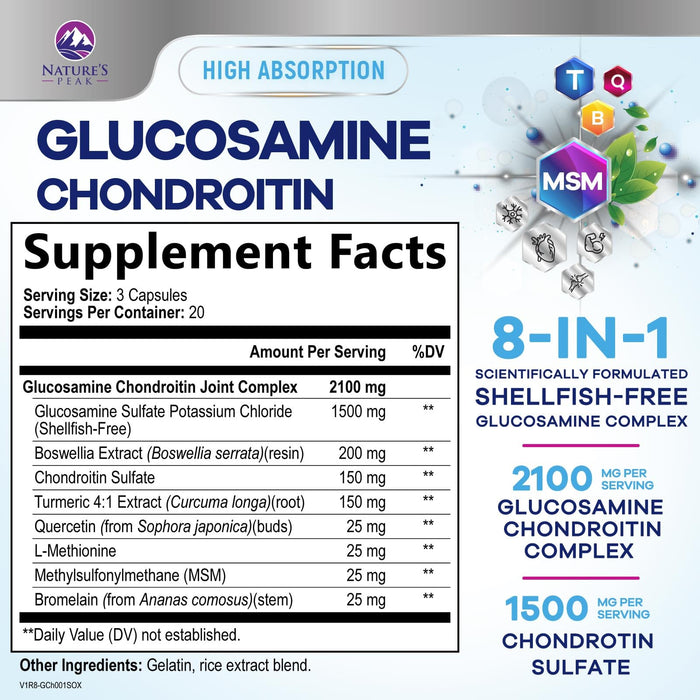 Glucosamine Chondroitin MSM Joint 2100mg – 60 Capsules
