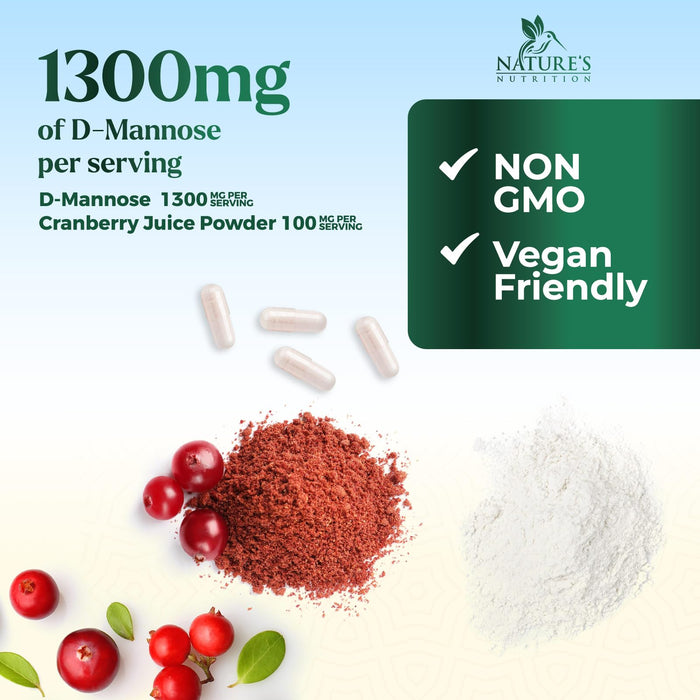D-Mannose 1,350 mg with Cranberry & Hibiscus – 120 Capsules