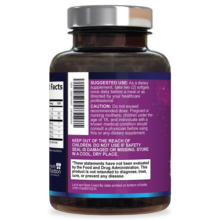Omega 3 Fish Oil 2400 mg - Triple Strength Omega3, EPA & DHA Fatty Acids Supplement - Natural Support for Immune, Heart & Brain Health - Wild Caught, Non-GMO, Lemon Flavor, Burpless - 240 Softgels