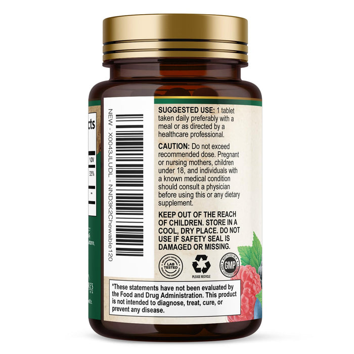 Vitamin D3 K2 | 5000 IU D3 + K2 100 mcg | MK-7 K2 with Vitamin D | Supports Immune – 120 Tablets