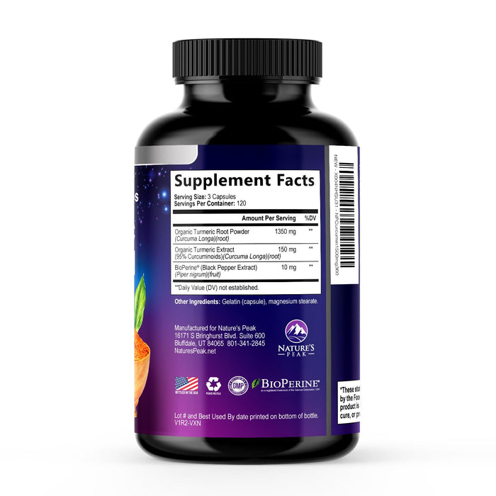 Turmeric Curcumin with BioPerine 95% Curcuminoids 1500mg with Black Pepper for Absorption – 360 Capsules