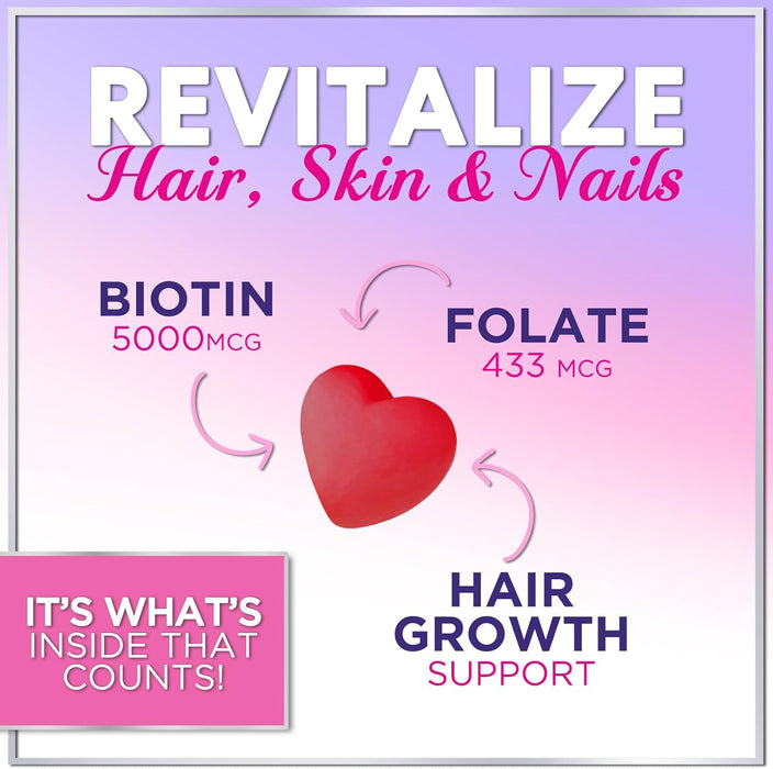 Hello Lovely! Hair Growth Vitamins Gummy with Biotin 5000 mcg Vitamin E & C, Hair Gummies for Keratin & Hair Growth Support, Hair, Skin & Nails Biotin Vitamin Supplement, Non-GMO