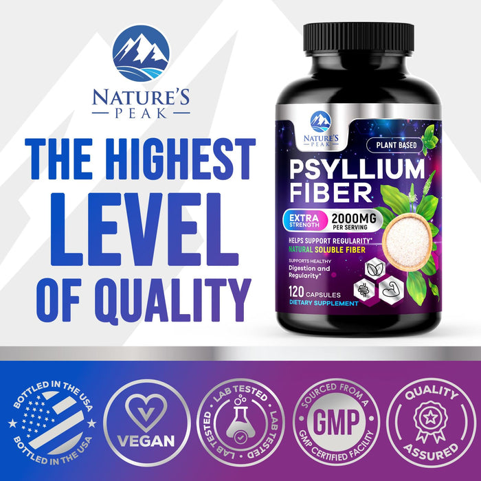 Psyllium Husk Fiber 1500mg – 120 Capsules