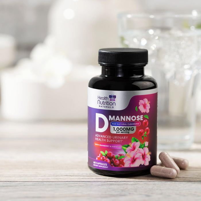 D-Mannose Supplement 1,350mg with Cranberry, Hibiscus & Dandelion - Fast-Acting, Natural Bladder & Urinary Tract Support for Women & Men â€“ Flush & Cleanse Impurities â€“ Non-GMO, Vegan â€“ 60 Capsules