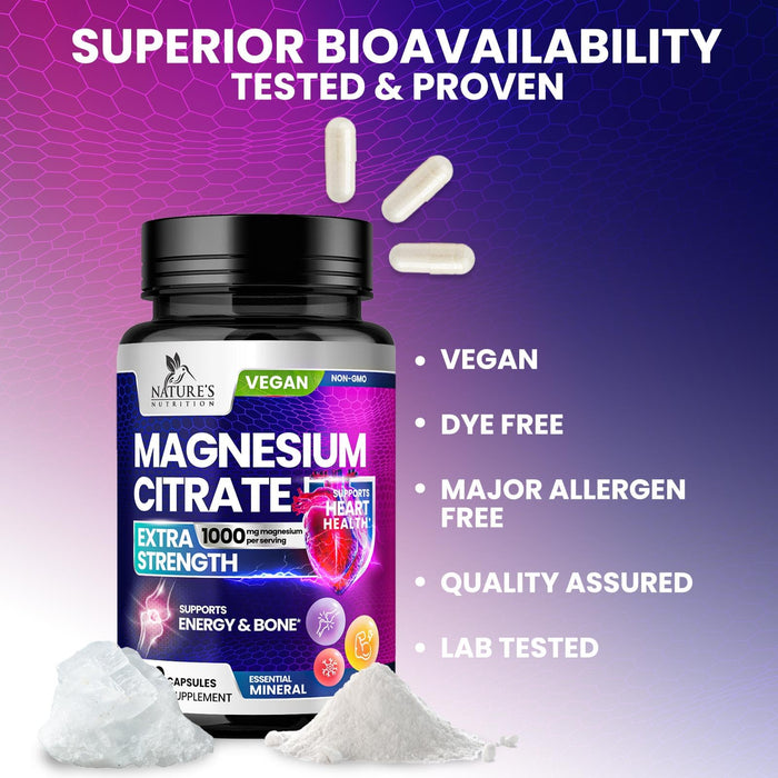 Magnesium Citrate 1000 mg for Absorption – 240 Capsules