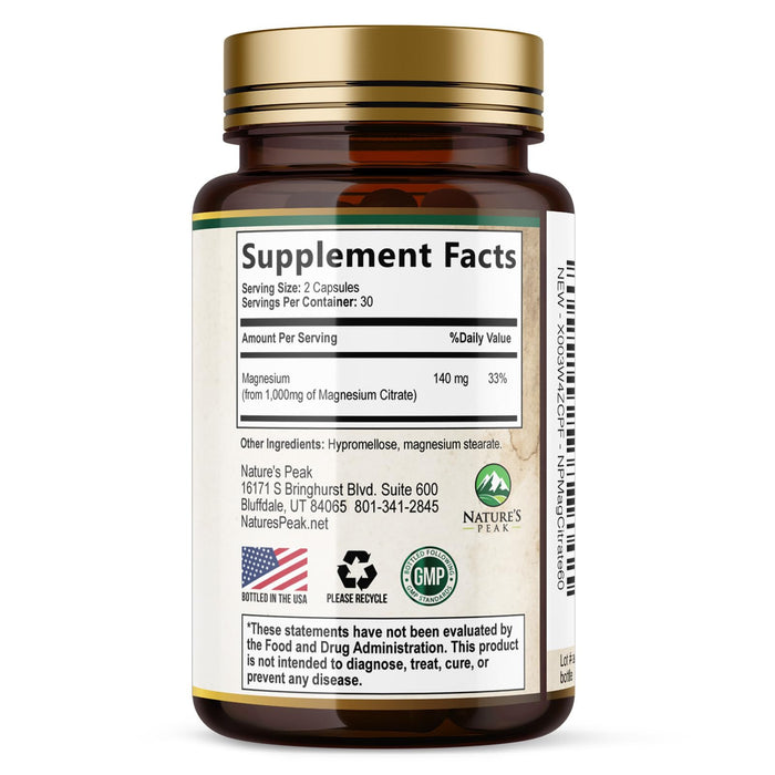 Magnesium Citrate 1000mg – 60 Capsules