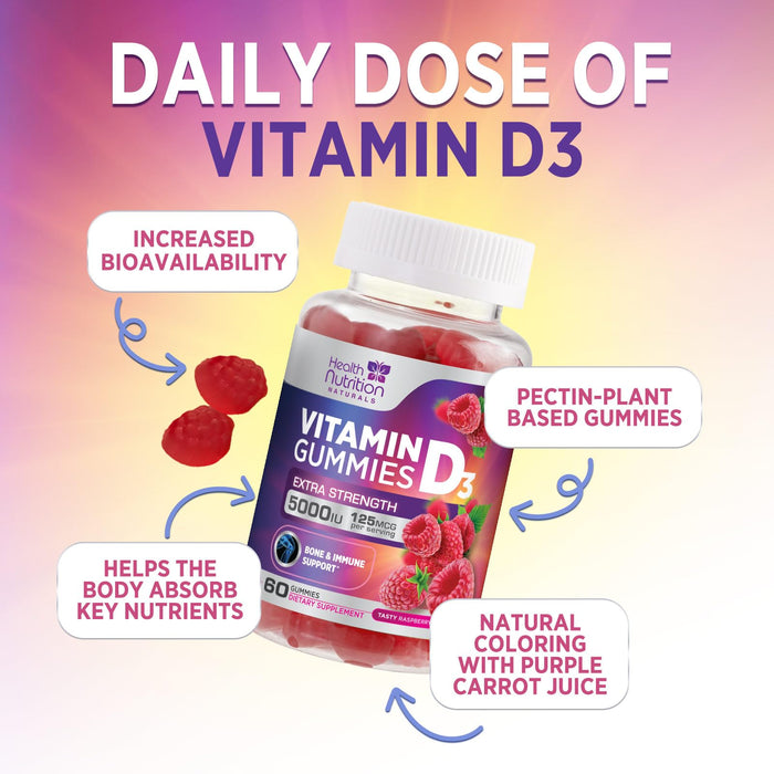 Vitamin D3 Gummies 5000 IU (125 mcg) – 60 Gummies
