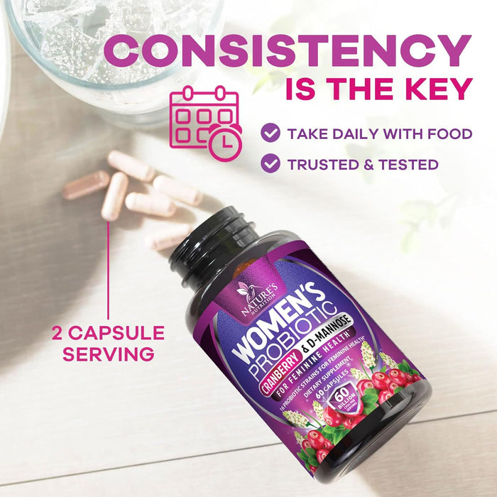 Probiotics for Women 60 Billion CFU - 16 Strains, Prebiotics & Cranberry, PH Balance, Digestive Health, Vaginal & Immune Support, Womens Probiotic for Gut Health, Shelf Stable - 60 Capsules