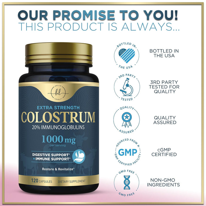 Colostrum 1000mg 20% IgG Immunoglobulins – 120 Capsules