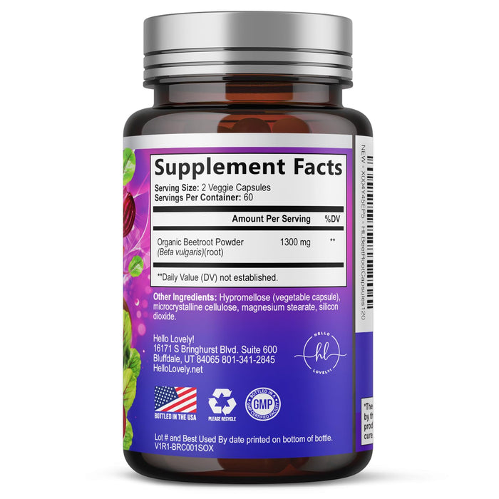Organic Beet Root Capsules 1300mg – 120 Capsules