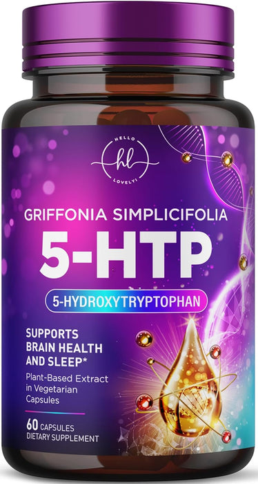 5-HTP Supplement 200mg - Extra Strength 5HTP from Griffonia Simplicifolia - Supports Restful Sleep, Natural Calm & Brain Health - 5 Hydroxytryptophan - Vegan, Gluten Free & Non-GMO - 60 Capsules