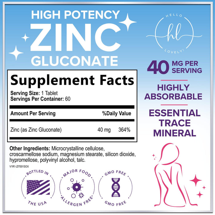 Zinc – 40mg – 60 Tablets
