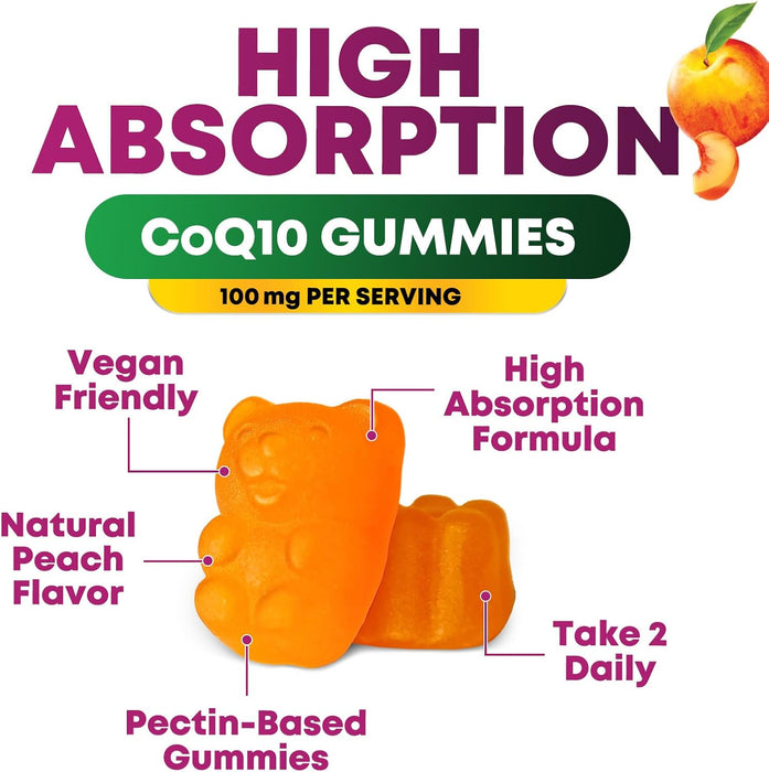 Nature's CoQ10 100mg Gummies, 3X Better Absorption, Antioxidant for Heart Health Support & Energy Production, Ultra Coenzyme Q10 Vitamins, Coq 10 Supplements, Dietary Supplement, Non-GMO