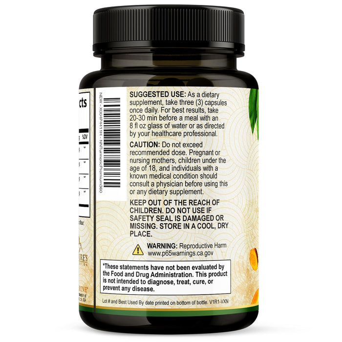 Turmeric Curcumin 1750mg with Organic Turmeric & Ginger – 360 Capsules