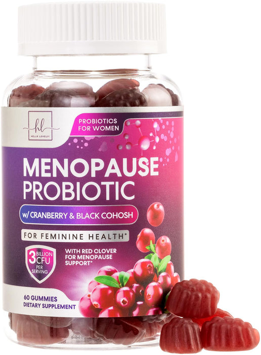 Menopause for Women Gummies with Black Cohosh Cranberry 3 Billion CFU Probiotics – 60 Gummies