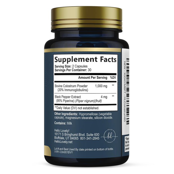 Colostrum 1000mg 20% IgG Immunoglobulins – 60 Capsules