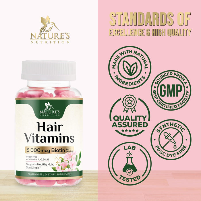 Hair Vitamins Gummies with Biotin 5000 mcg – 60 Gummies