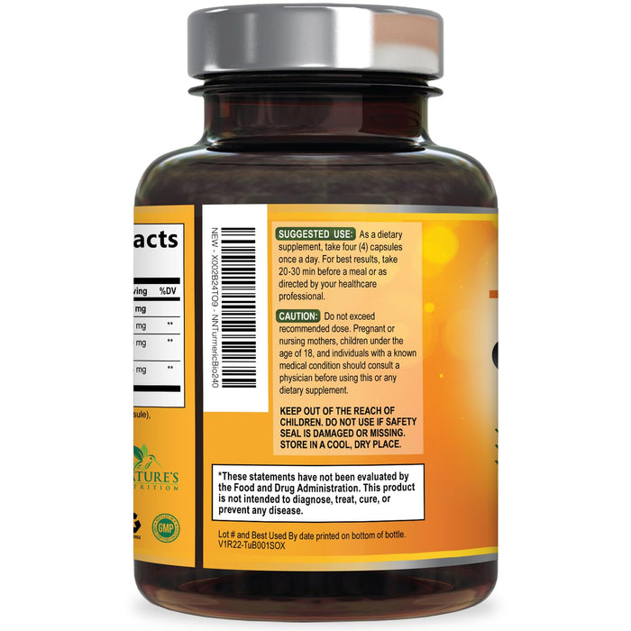 Turmeric Curcumin with BioPerine 95% Curcuminoids 2600mg with Black Pepper for Absorption – 240 Capsules