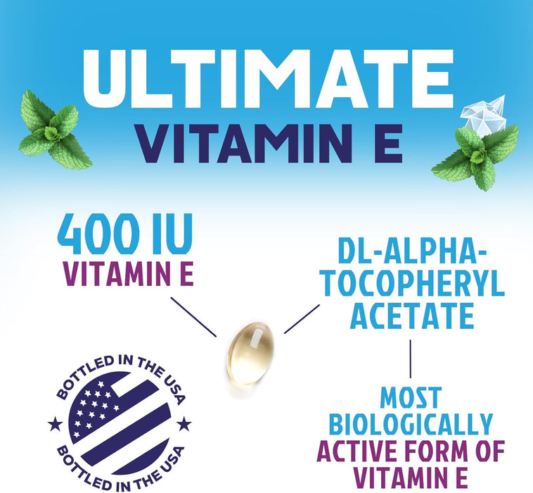 E Vitamin for Women and Men - 180 mg (400 IU) dl-Alpha - Effective Antioxidant Dietary Supplement - Hair, Skin, & Immune Health Support - Easily Absorbed Form, Non-GMO & Gluten Free