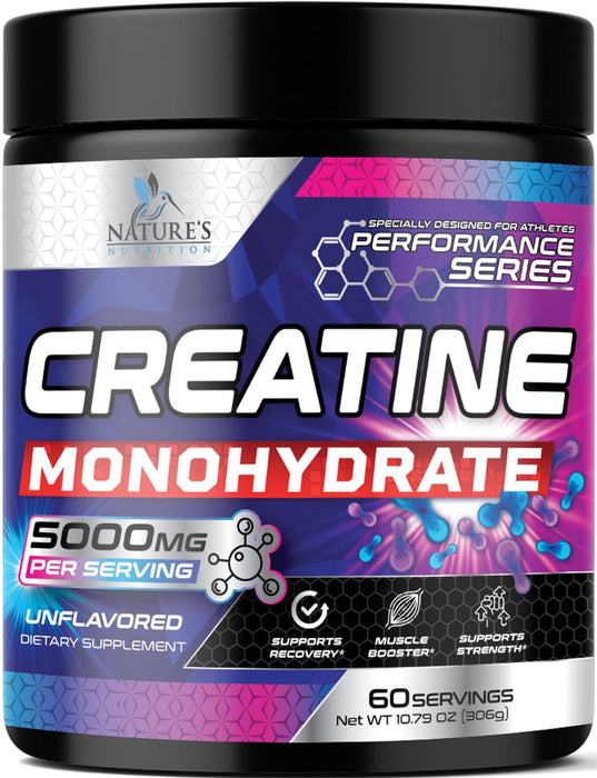 Creatine Monohydrate Powder 5000mg - Micronized Unflavored - 60 Servings