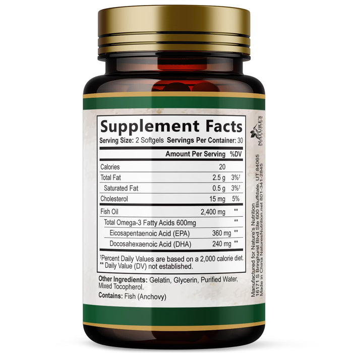 Omega-3 Fish Oil – 2400mg – 60 Softgels