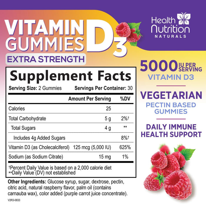 Vitamin D3 Gummies 5000 IU (125 mcg) – 60 Gummies