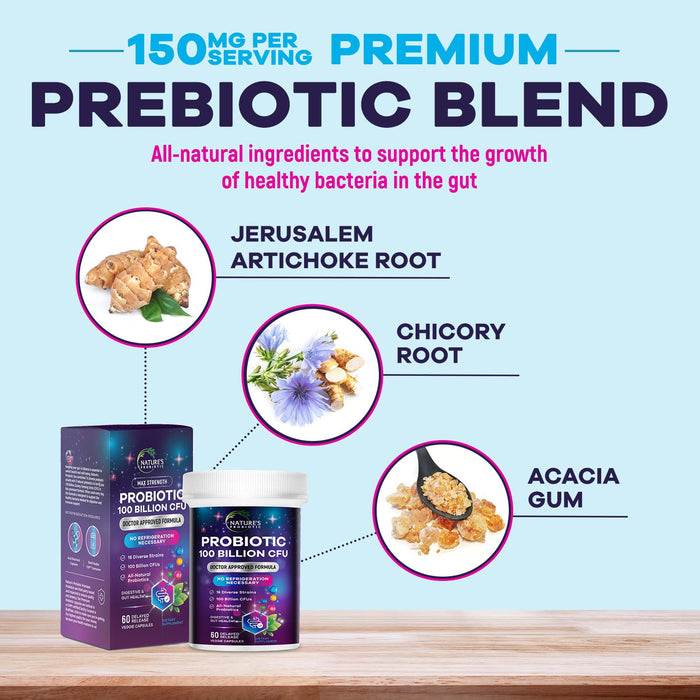 Probiotic Pills 100 Billion CFU Prebiotics – 60 Capsules