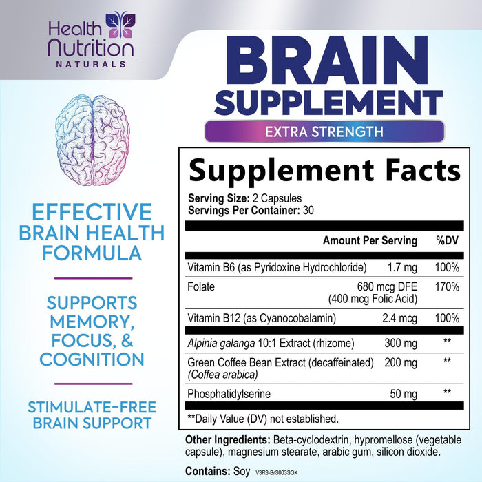 Brain & Focus Nootropic Formula – 60 Capsules