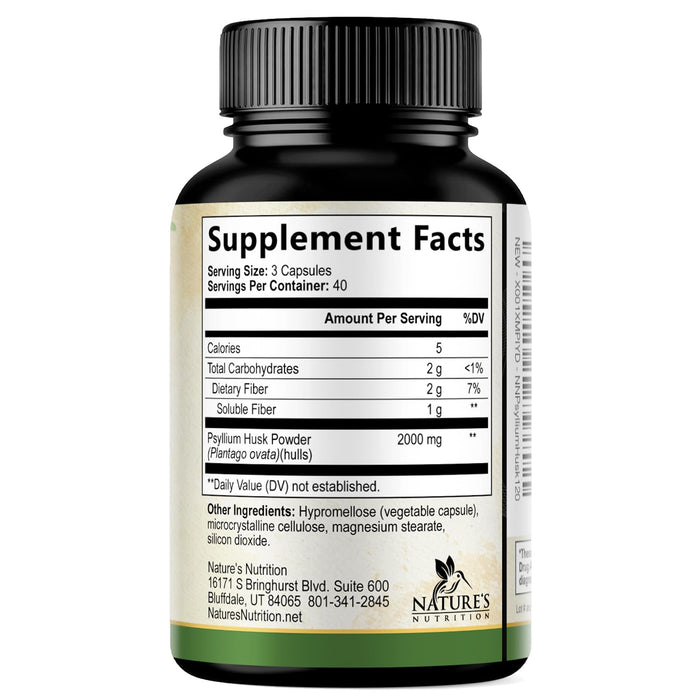 Psyllium Husk Fiber 2000mg – 120 Capsules