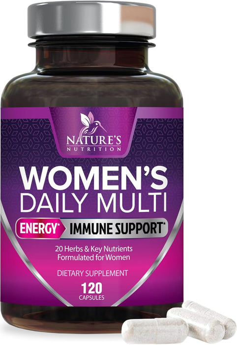 Womens Multivitamin - For Daily Energy & Immune Health Support with Vitamins A, B12, C, D3, Zinc & Biotin, Multivitamin for Women, Non GMO & Gluten Free Women's Vitamin Supplement